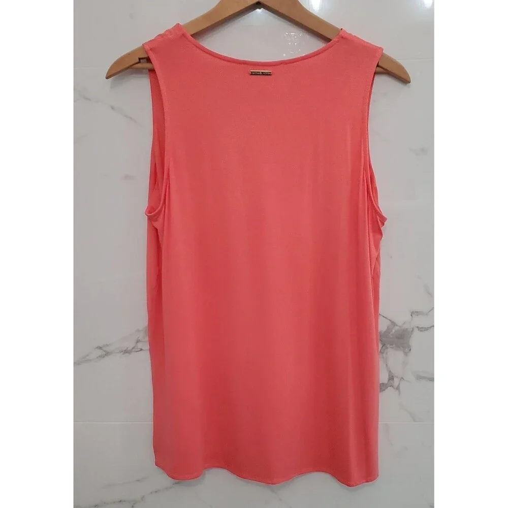 Michael Kors Women's Layered Bottom Blouse Size L Peach Pink Orange